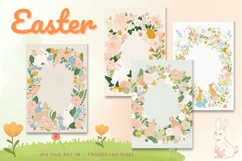 Easter Bunny Card Flower Rabbit Greeting Printable Card_52 Product Image 1