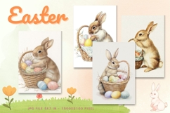 Easter Bunny Card Flower Rabbit Greeting Printable Card_19 Product Image 1