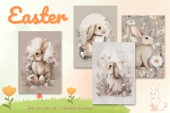 Easter Bunny Card Flower Rabbit Greeting Printable Card_72 Product Image 1