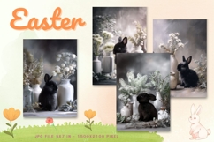Easter Bunny Card Flower Rabbit Greeting Printable Card_92 Product Image 1