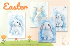 Easter Bunny Card Flower Rabbit Greeting Printable Card_1 Product Image 1