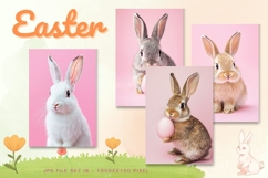 Easter Bunny Card Flower Rabbit Greeting Printable Card_84 Product Image 1
