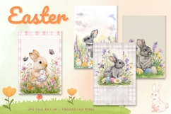 Easter Bunny Card Flower Rabbit Greeting Printable Card_55 Product Image 1