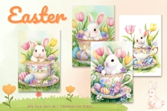 Easter Bunny Card Flower Rabbit Greeting Printable Card_36 Product Image 1