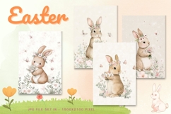Easter Bunny Card Flower Rabbit Greeting Printable Card_12 Product Image 1