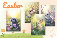 Easter Bunny Card Flower Rabbit Greeting Printable Card_70 Product Image 1