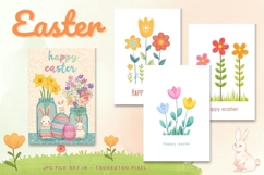 Easter Bunny Card Flower Rabbit Greeting Printable Card_83 Product Image 1