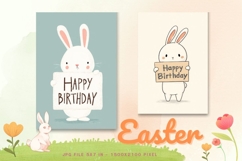 Easter Bunny Card Flower Rabbit Greeting Printable Card_124 Product Image 1
