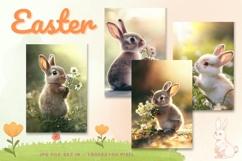 Easter Bunny Card Flower Rabbit Greeting Printable Card_38 Product Image 1