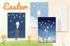 Easter Bunny Card Flower Rabbit Greeting Printable Card_91 Product Image 1