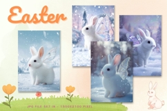 Easter Bunny Card Flower Rabbit Greeting Printable Card_104 Product Image 1