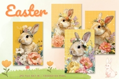 Easter Bunny Card Flower Rabbit Greeting Printable Card_9 Product Image 1