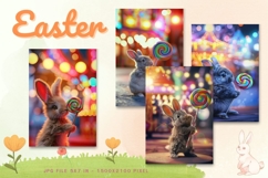 Easter Bunny Card Flower Rabbit Greeting Printable Card_87 Product Image 1