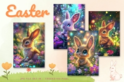 Easter Bunny Card Flower Rabbit Greeting Printable Card_31 Product Image 1