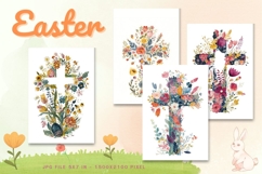 Easter Bunny Card Flower Rabbit Greeting Printable Card_24 Product Image 1