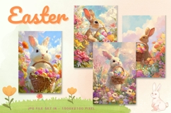 Easter Bunny Card Flower Rabbit Greeting Printable Card_79 Product Image 1