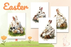 Easter Bunny Card Flower Rabbit Greeting Printable Card_85 Product Image 1