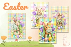 Easter Bunny Card Flower Rabbit Greeting Printable Card_95 Product Image 1