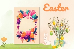 Easter Bunny Card Flower Rabbit Greeting Printable Card_130 Product Image 1
