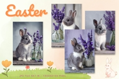 Easter Bunny Card Flower Rabbit Greeting Printable Card_88 Product Image 1