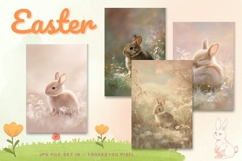 Easter Bunny Card Flower Rabbit Greeting Printable Card_24 Product Image 1