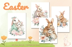 Easter Bunny Card Flower Rabbit Greeting Printable Card_89 Product Image 1