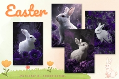 Easter Bunny Card Flower Rabbit Greeting Printable Card_81 Product Image 1