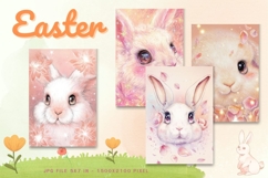 Easter Bunny Card Flower Rabbit Greeting Printable Card_59 Product Image 1