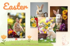 Easter Bunny Card Flower Rabbit Greeting Printable Card_39 Product Image 1