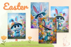 Easter Bunny Card Flower Rabbit Greeting Printable Card_2 Product Image 1