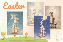 Easter Bunny Card Flower Rabbit Greeting Printable Card_115 Product Image 1