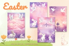 Easter Bunny Card Flower Rabbit Greeting Printable Card_47 Product Image 1