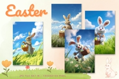 Easter Bunny Card Flower Rabbit Greeting Printable Card_18 Product Image 1