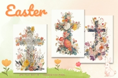 Easter Bunny Card Flower Rabbit Greeting Printable Card_113 Product Image 1
