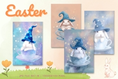 Easter Bunny Card Flower Rabbit Greeting Printable Card_110 Product Image 1