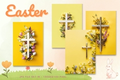 Easter Bunny Card Flower Rabbit Greeting Printable Card_9 Product Image 1