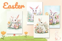 Easter Bunny Card Flower Rabbit Greeting Printable Card_87 Product Image 1