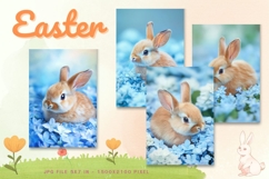 Easter Bunny Card Flower Rabbit Greeting Printable Card_32 Product Image 1