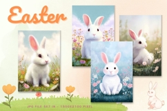Easter Bunny Card Flower Rabbit Greeting Printable Card_89 Product Image 1