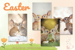Easter Bunny Card Flower Rabbit Greeting Printable Card_42 Product Image 1