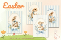 Easter Bunny Card Flower Rabbit Greeting Printable Card_97 Product Image 1