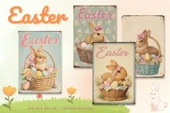 Easter Bunny Card Flower Rabbit Greeting Printable Card_33 Product Image 1