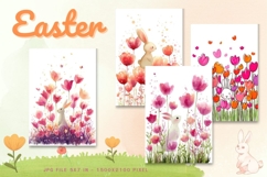 Easter Bunny Card Flower Rabbit Greeting Printable Card_48 Product Image 1
