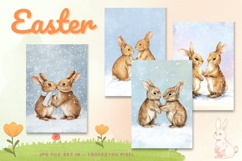 Easter Bunny Card Flower Rabbit Greeting Printable Card_102 Product Image 1
