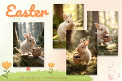 Easter Bunny Card Flower Rabbit Greeting Printable Card_34 Product Image 1