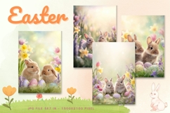 Easter Bunny Card Flower Rabbit Greeting Printable Card_88 Product Image 1