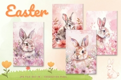 Easter Bunny Card Flower Rabbit Greeting Printable Card_30 Product Image 1