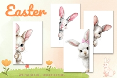 Easter Bunny Card Flower Rabbit Greeting Printable Card_104 Product Image 1