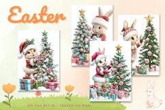 Easter Bunny Card Flower Rabbit Greeting Printable Card_43 Product Image 1