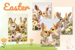 Easter Bunny Card Flower Rabbit Greeting Printable Card_91 Product Image 1